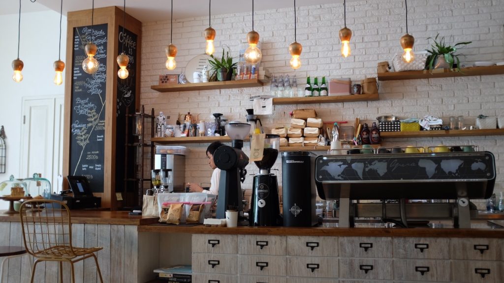 Coffee shop with bar seating
