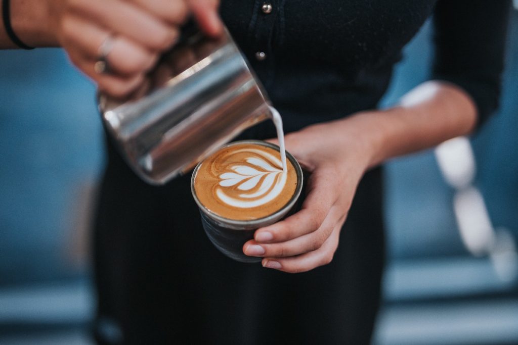 Pouring a latte